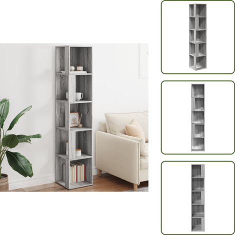 Armadietto in legno multistrato - vidaXL Scaffale Angolare Grigio Sonoma 33x33x164,5cm Legno Multistrato - Scaffale per oggetti