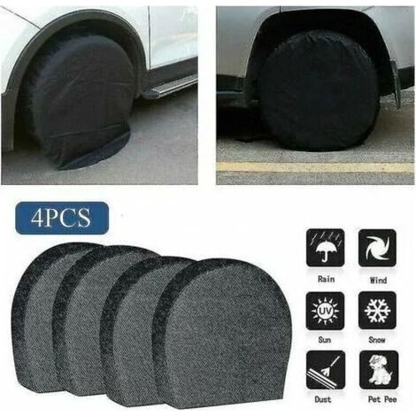 Lot de 4 housses de pneus étanches Protection anti-corrosion pour roues de secours, remorque, camping-car Tissu Oxford résistant noir L (1/3)