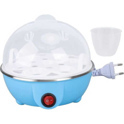 7 Cuiseur à Œufs en Acier Inoxydable Mise Hors Tension Automatique - Outil de Petit-Déjeuner Essentiel pour la Maison (Bleu) (1/4)