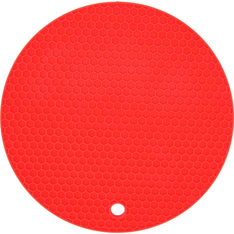 Nappe de protection silicone épaisse pour micro-ondes, forme ronde rouge - Grade alimentaire (1/5)