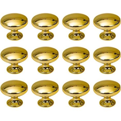 Round Door Knobs, 30mm Drawer Knobs, Drawer Handles with Screws for Cabinets, Desks, Nightstands, Bookcases and Furniture, 12 Pieces, Gold (1/5)