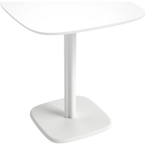 Table à manger carrée pour 4 personnes, design moderne avec plateau aspect bois, 70 x 70 cm, blanche (1/5)