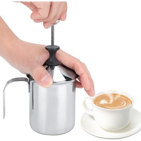 400 ml Milchaufschäumer aus Edelstahl mit Doppelsieb für Kaffeeschaum und Latte Macchiato (1/5)
