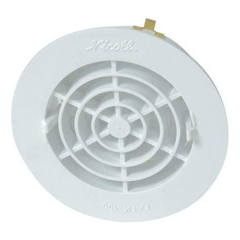 Nicoll – Grille aération VMC ronde 100 mm – Moustiquaire en PVC – Collée pour espaces confinés – Débit max optimisé (1/4)