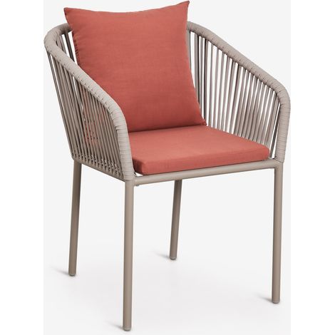 Chaise de salle à manger avec accoudoirs en corde tressée Arhiza Classic SKLUM Marron moka - Terracotta (1/5)