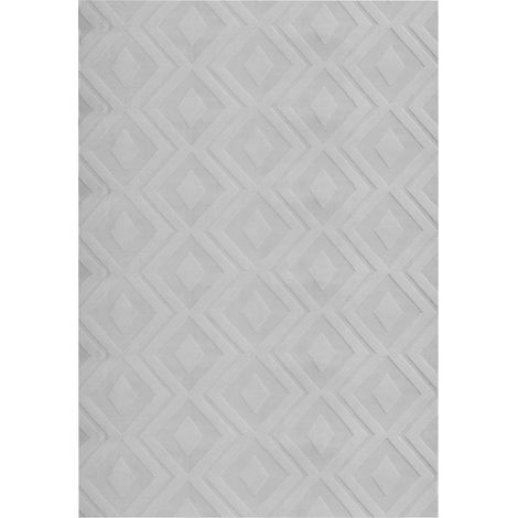 Tappeto Moderno da Soggiorno Rettangolare Jacquard 160 x 230 cm a Pelo Alto Beige e Bianco Hartz (1/5)