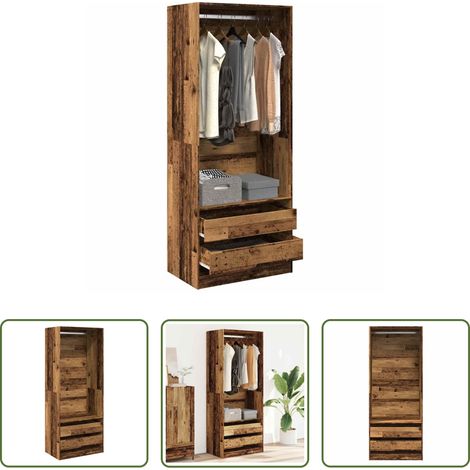 Armoire de couloir - Garde-robe vieux bois 80x50x200 cm bois d'ingénierie (1/5)