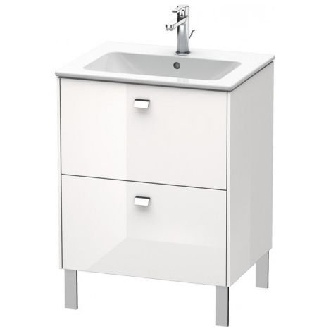 Duravit Meuble sous-lavabo Brioso sur pied 62,0 x 47,9 cm, avec 2 tiroirs, avec découpe pour siphon et tablier, pour lavabo ME by Starck 233663, Couleur (avant/corps): Décor blanc lustré, poignée chromée - BR440101022