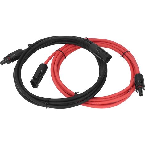 2er-Pack 10AWG Solar-Verlängerungskabel mit Stecker und Buchse für den Außenbereich, rot und schwarz, 6 m (1/5)