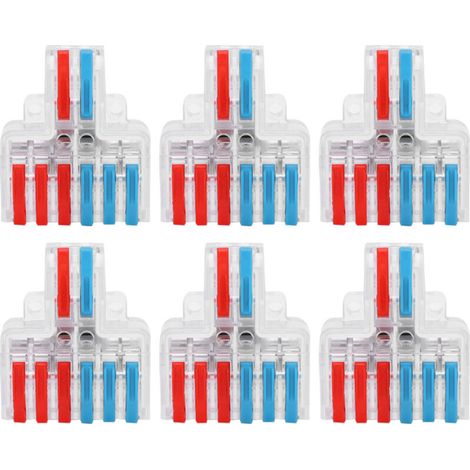 Set di 10 morsettiere a connessione rapida per cavi, blocco di giunzione trasparente a 2 ingressi e 6 uscite LT-623 (1/4)