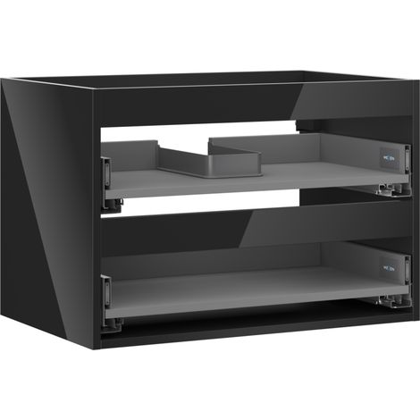 Mexen Box-A, 70 cm Unterschrankkorpus, 2 Schubladen, Schwarz Hochglanz - 91AX0-0700-470-2-70