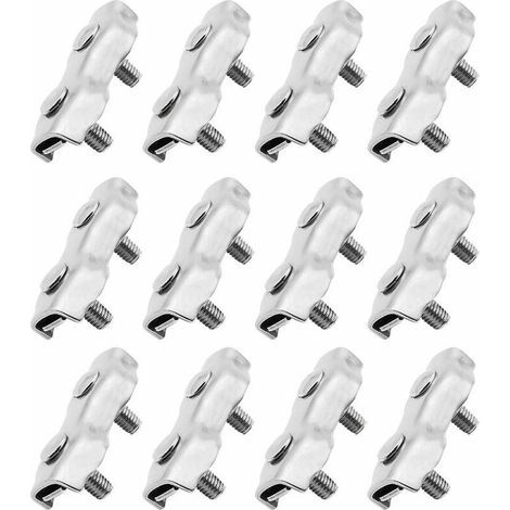 12 pezzi Morsetti per cavi duplex M2 da 2 mm in acciaio inox 304 per funi metalliche da 2 mm (1/5)