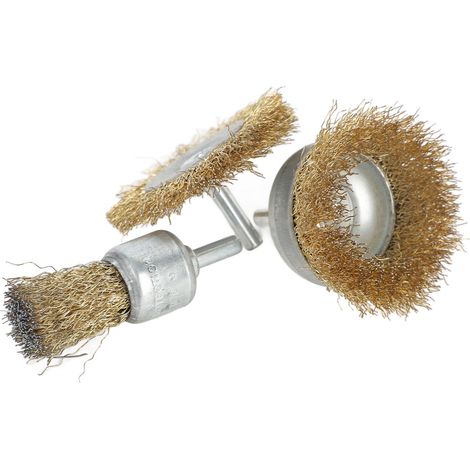 Lot de 3 brosses métalliques en acier inoxydable pour perceuse électrique sans fil, utilisables jusqu'à 4500 tr/min. (1/5)