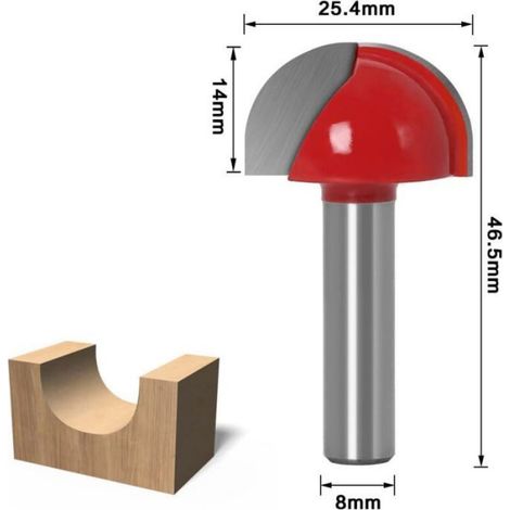 Fraise à Fond Rond Bois, 5PCS Router Bits 8mm Tige 12/16/ 19/22/25.4mm Fraise à gorges Carbure Queue Fraise à Rainurer pour (1/5)