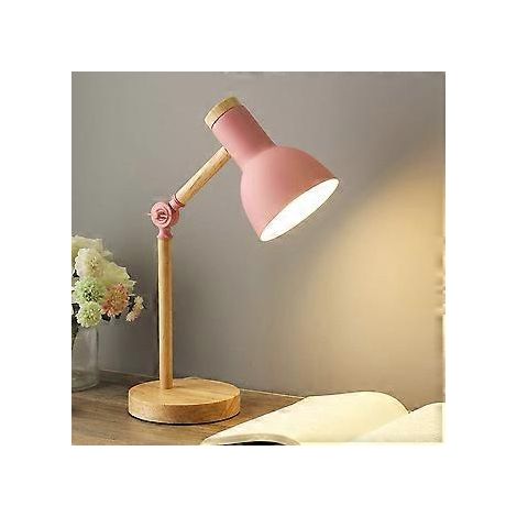 Tischleuchte mit flexiblen Schwenkarmen, Korpus aus Naturholz mit robuster Eisenlackierung, geeignet für Flur, Schlafzimmer, Badezimmer, Balkon und Büro.
