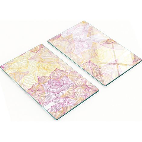 Tablas de cortar de cristal para cocina con estampado floral gráfico 2x30x52 cm (1/5)