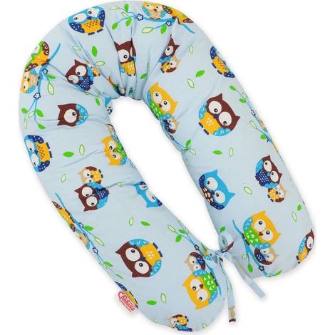 Funda de almohada de algodón para la almohada de embarazo larga - Búhos azules (1/4)