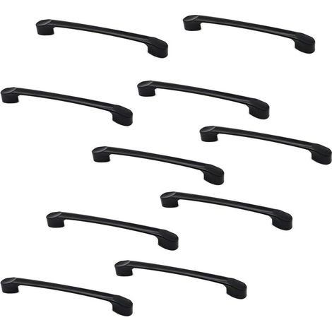 AIDUCHO Lot De 10 Poignées De Porte D'armoire Et De Tiroir En Alliage De Zinc Noir Mat Longueur 166 Mm (1/5)