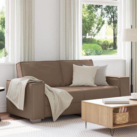 2-Sitzer Sofa Kunstleder Cappuccino 140 cm Modern Getuftet Kompakt (1/5)
