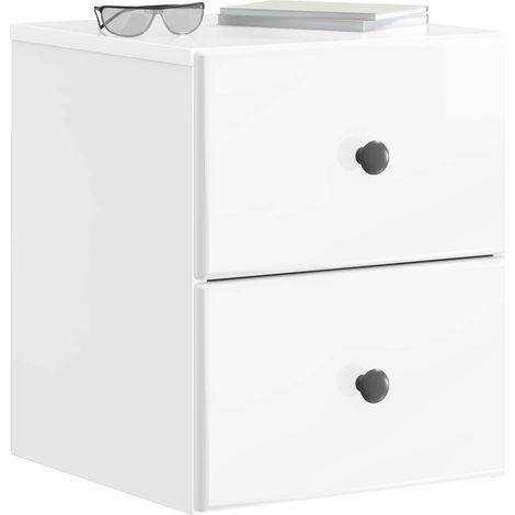 Maison Exclusive - Mobiletto da notte a muro Bianco Lucido 34,5 x 33 x 40 cm