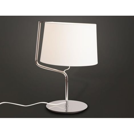 MAXLIGHT T0030 CHICAGO LAMPE DE TABLE CHROME + ABAT-JOUR BLANC