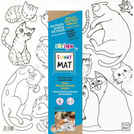 Alfombra divertida Strigo blanca. Gatos 40x40cm (1/2)