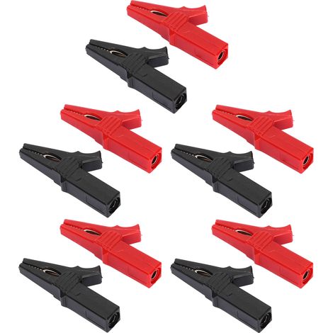 10 Pinces de test électriques 10mm 20A/1000V avec fiches banane 4mm nickelées pour batteries et équipements électroniques (1/5)