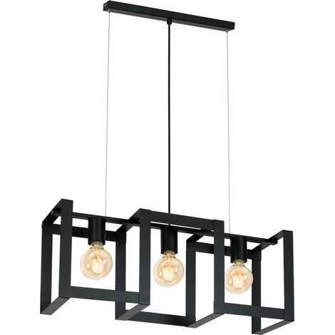 Suspension loft noire barre 66 cm 3xE27 Luminex Kartel