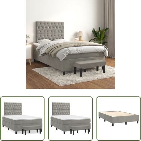 Matratze - Boxspringbett mit Matratze Hellgrau 120x200 cm Samt (1/5)