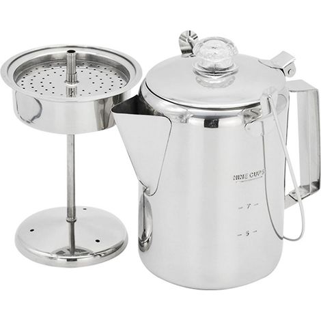 1,2-Liter-Kaffeekanne aus Edelstahl für den Outdoor-Bereich (9 Tassen) – ideal für Camping und Küche zu Hause