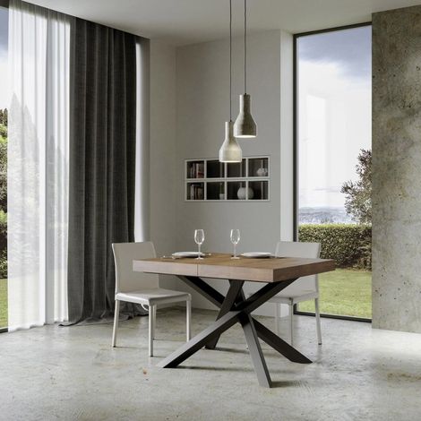 Tavolo allungabile 90x130/234 cm Volantis Noce telaio Antracite (1/5)