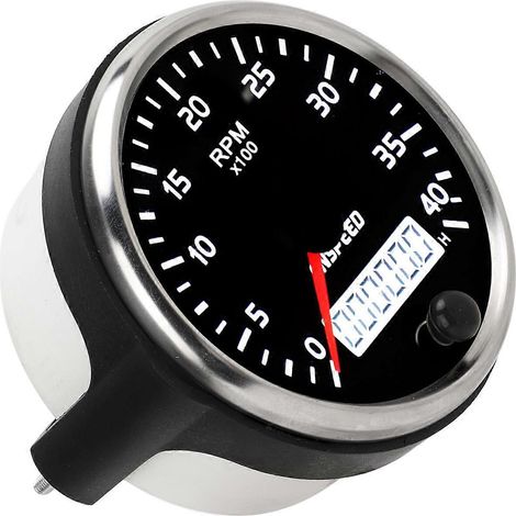 Tachymètre 85 mm / 3,35 pouces 0-4000 tr/min IP67 étanche, rétroéclairage blanc ambre pour moteur à essence 1/8 cylindres (1/5)