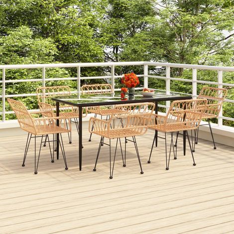 Salon de jardin 7 pcs - Mobilier de jardin - Ensemble Table à manger + 6 chaises Résine tressée Chic-506551 (1/5)