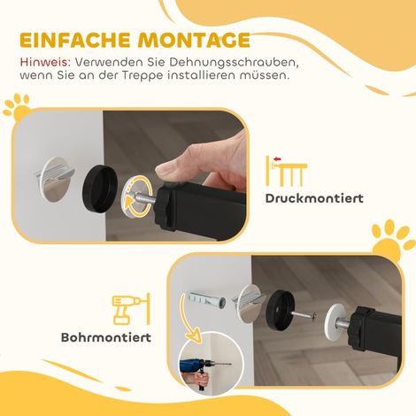 Grille de sécurité pour chien, fixation par serrage, longueur réglable, acier/ABS, 75-95 x 76 cm, noir (1/5)