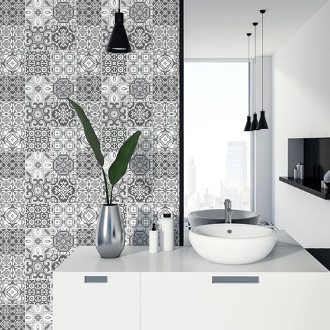 Sticker Mural Carrelage adhésif Cuisine Salle de Bain - 9 STICKERS CARREAUX DE CIMENT AZULEJOS CYNDINO - 9stickers15x15cm (1/5)