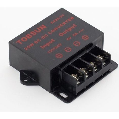 Convertisseurs Transformateur d'alimentation DC DC Abaisseur de tension 12V24V vers 5V 5A 25W DC Buck Converter Réglable pour écrans LED, Automobile, Electricité ect.