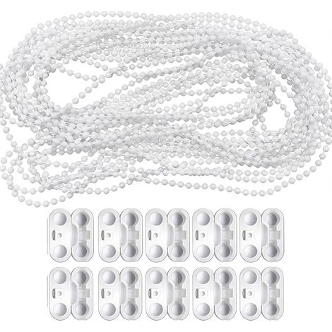 1 Set, Chaîne de Store à Rouleau 10 Mètres avec 10 Connecteurs, Blanche 4,5mm pour Stores Vénitiens, Avec Connecteurs de Chaîne, Pour Fenêtres Européennes, Pratique, Robuste (1/5)