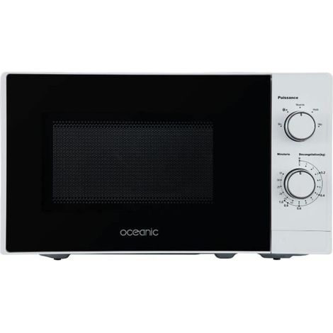 Oceanic – Micro-ondes à poser 20L 700W – Dimensions L43,95 x H25,82 x P35,75 cm – Monofonction blanc