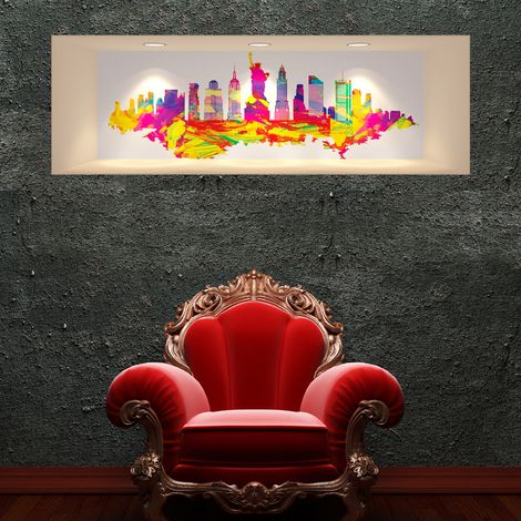 Sticker effet 3D New-York Design multicolore 30 x 90 cm (1/3)