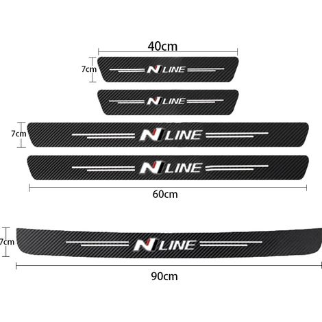 (5 pièces pour N LINE) Seuil de porte de voiture en fibre de carbone,autocollants de protection anti-rayures pour Hyundai N LINE i20 i30 Accent Tucson Elantra (1/3)