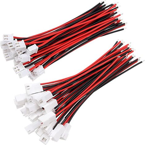 25 paires JST XH 2.54mm 2-broches mâle et femelle micro connecteur prise avec 10cm 22AWG fil électrique (1/5)