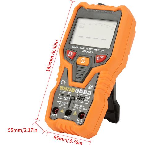 Multimètre numérique portable NCV à sélection automatique de gamme PEAKMETER PM8248S pour la mesure de la résistance et de la température (1/5)