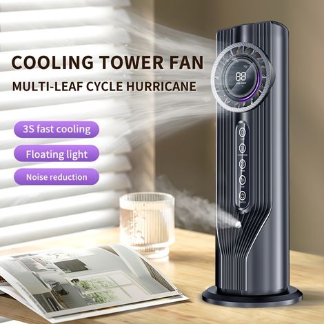 Ventilateur USB écran digital climatiseur portable rafraîchisseur d’air 6 vitesses brumisateur silencieux,Noir (1/5)