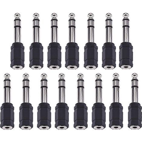 Lot de 15 adaptateurs jack audio 6,5 mm vers 3,5 mm pour microphone, console de mixage et table de mixage (noir)-5.00X1.50X0.30CM-Black (1/3)