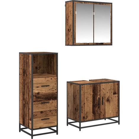 Maison Exclusive - Set di mobili per il bagno con cassetto 3 pcs Legno vecchio