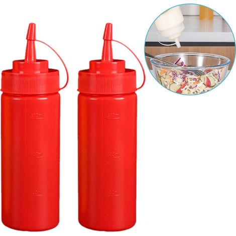 Bouteille Pression Alimentaire - Transparente Sans Fuite - Pour Sauce Huile Condiment - Gril Plaque À Gaufres - Lot De 2 (1/5)