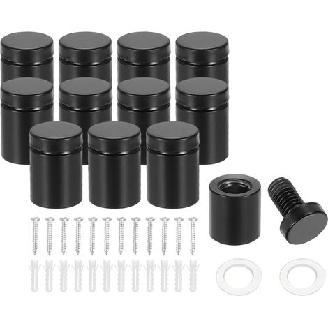 APEX Vis De Fixation 19x25mm, Lot De 12 En Acier Inoxydable Pour Montage Mural De Panneaux, Supports Publicitaires, Clous Pour Cadres En Acrylique, Noir (1/5)