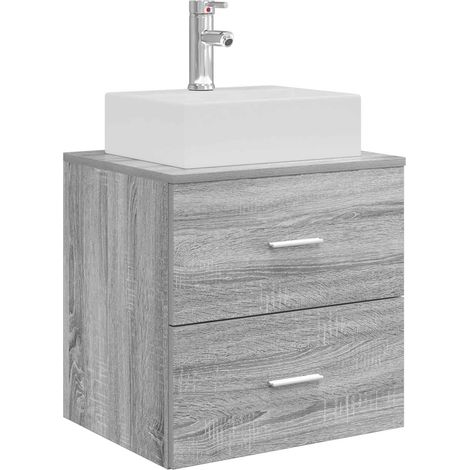 Wall-Mounted Sink Vanity Grey Sonoma 49.5 x 41 x 62.5 cm vidaXL