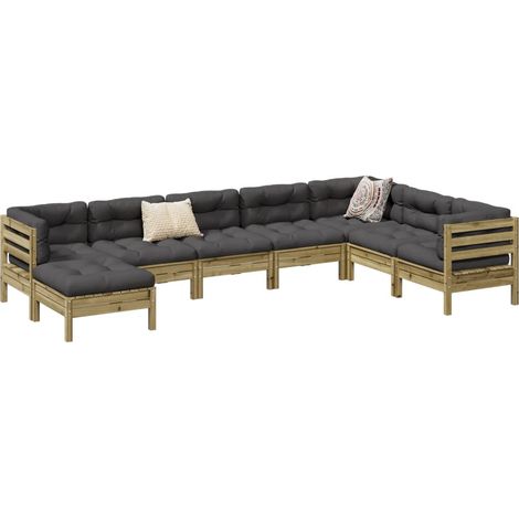 Set de sofás jardín 8 pzas con cojines madera pino impregnada vidaXL (1/5)
