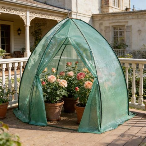 Serre de jardin teepee 240x200x240 cm verte OKMYHOME (1/5)